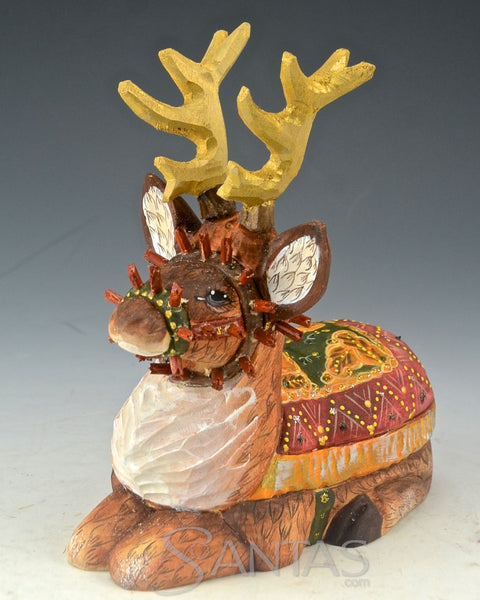 Jim Shore Heartwood Creek 'Dash store Away' Green Blanket Reindeer Figurine 118111