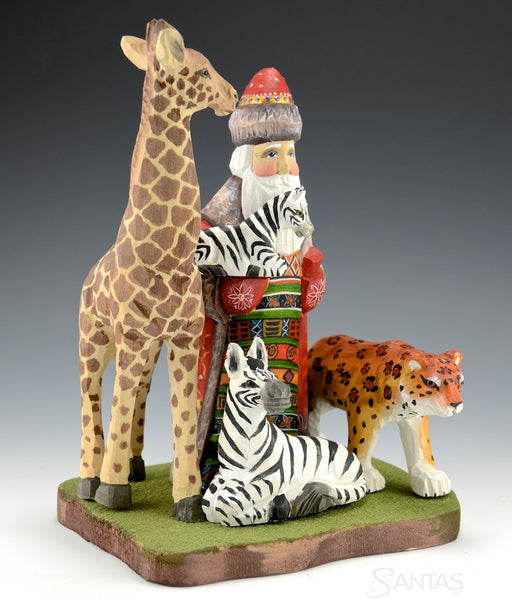 Wooden African Safari Santa Scene | santas.com