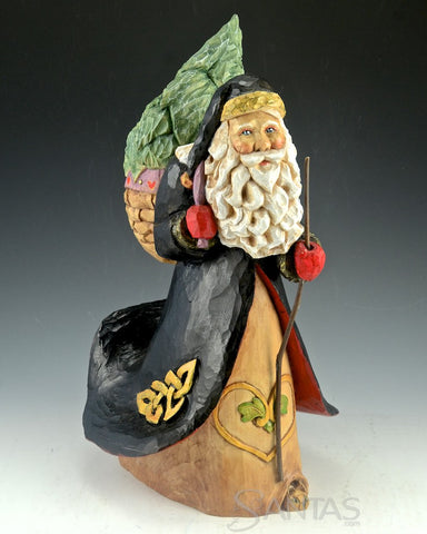 Traveling Santa With Tree and Walking Stick by Barbara Scoles