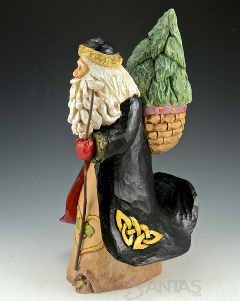 Traveling Santa With Tree and Walking Stick by Barbara Scoles