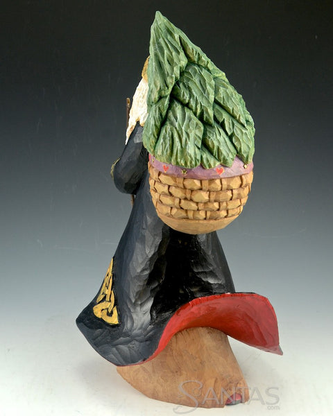 Traveling Santa With Tree and Walking Stick by Barbara Scoles