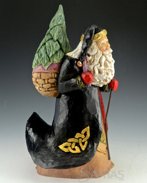 Traveling Santa With Tree and Walking Stick by Barbara Scoles