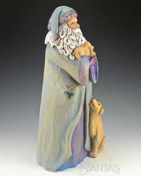 Santa's Precious Pups Wood Carving by Barbara Scoles 13 inch