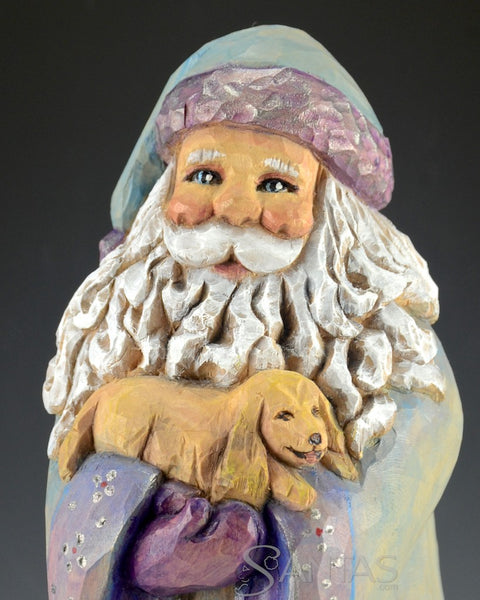 Santa's Precious Pups Wood Carving by Barbara Scoles 13 inch