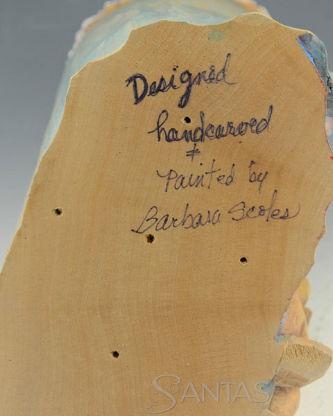 Santa's Precious Pups Wood Carving by Barbara Scoles 13 inch