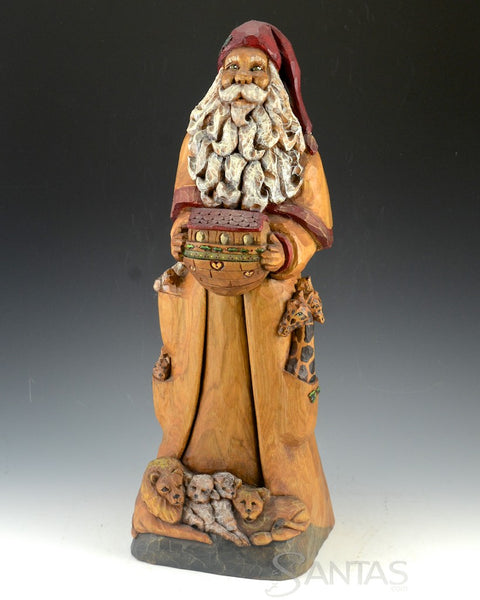 African American Santa and The Ark Butternut Carving by Barbara Scoles 16 inch