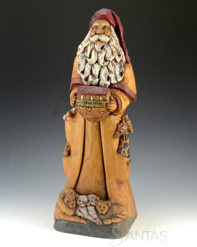 African American Santa and The Ark Butternut Carving by Barbara Scoles 16 inch
