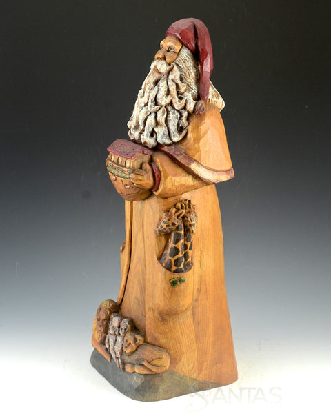 African American Santa and The Ark Butternut Carving by Barbara Scoles 16 inch