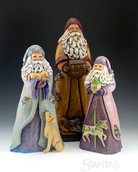 African American Santa and The Ark Butternut Carving by Barbara Scoles 16 inch