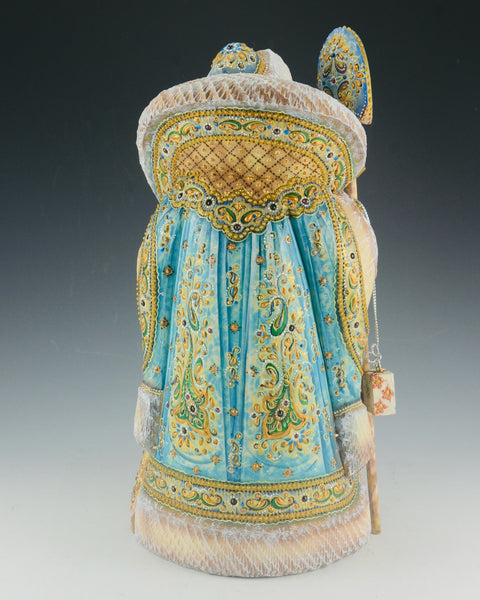 Decorative and Jeweled 12 inch Russian Santa Carving - 58 stones