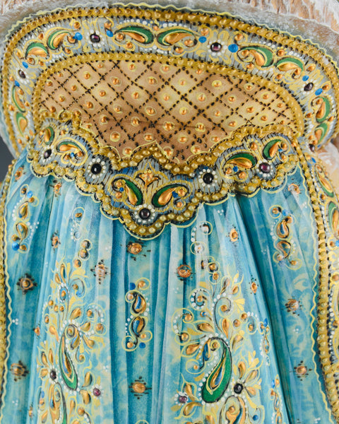 Decorative and Jeweled 12 inch Russian Santa Carving - 58 stones