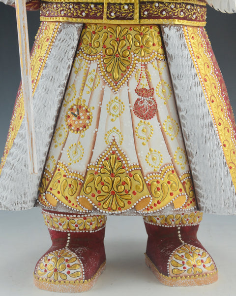 Festive Red Russian Santa Claus Holding a Polar Bear 14.5 inch