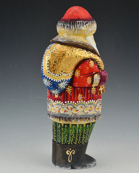 Red and Green Short Coat Santa with Tree and Toy Bag 8 inch