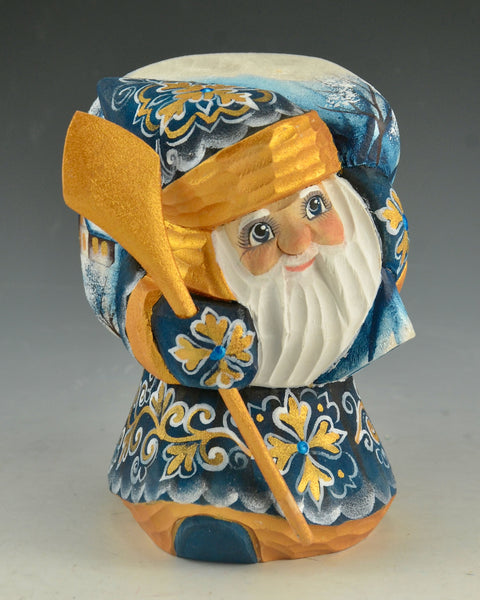 Blue and Gold Stout and Scenic Wandering Santa 4.2 inch