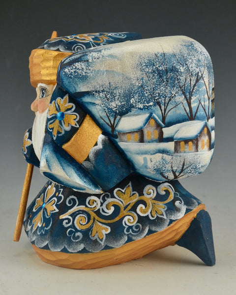 Blue and Gold Stout and Scenic Wandering Santa 4.2 inch