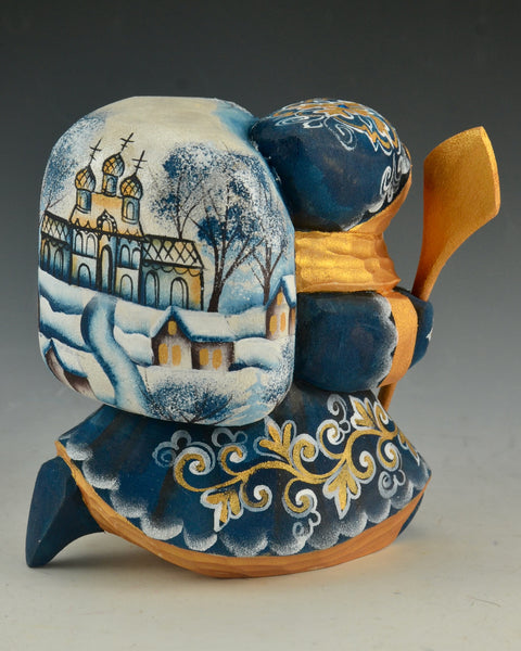 Blue and Gold Stout and Scenic Wandering Santa 4.2 inch