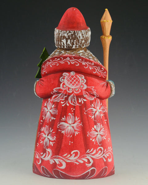 7.5 inch Santa Carving with Little Girl and Birds Scene