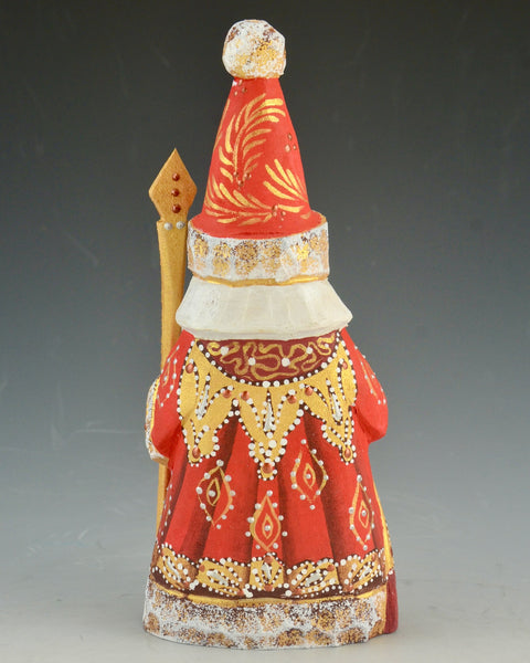 6 inch Red and Gold Santa with Staff and Toy Bag