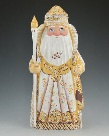 7.5 inch Decorative Russian Santa with White and Gold Trim