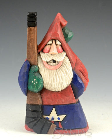 USA Hockey Santa Carving by Dave Francis 6 inch