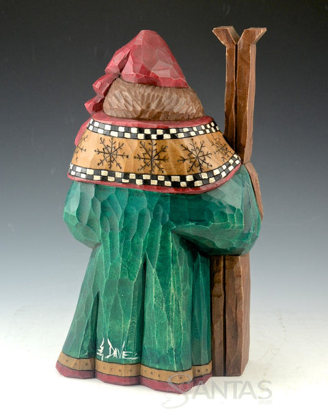 Snowflake Scarf Ski Santa Carving by Dave Francis