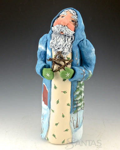 Santa with Snow Scene and Primitive Star - Ginny Diezel Original