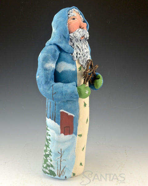 Santa with Snow Scene and Primitive Star - Ginny Diezel Original