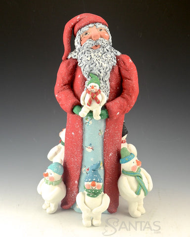 Santa Surrounded By Snow Friends - Ginny Diezel Original