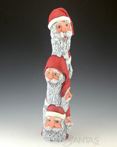 Santa Totem with Eight Santa Faces - Ginny Diezel Original