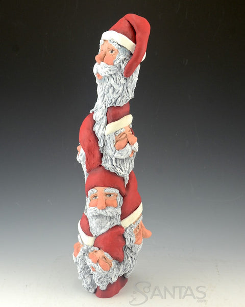 Santa Totem with Eight Santa Faces - Ginny Diezel Original