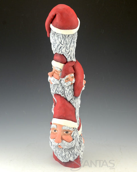 Santa Totem with Eight Santa Faces - Ginny Diezel Original