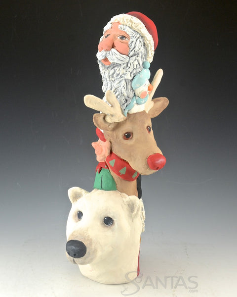 Christmas Totem with Santa Claus on Top - Ginny Diezel Original