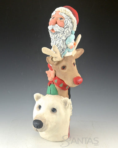 Christmas Totem with Santa Claus on Top - Ginny Diezel Original