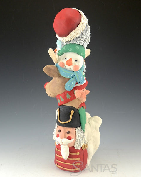 Christmas Totem with Santa Claus on Top - Ginny Diezel Original