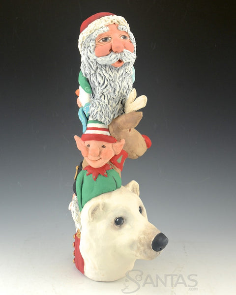 Christmas Totem with Santa Claus on Top - Ginny Diezel Original