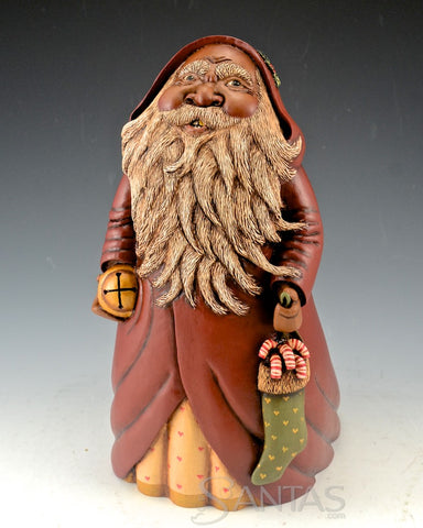 Susan Mattix Long Beard African American Santa with Bell and Stocking