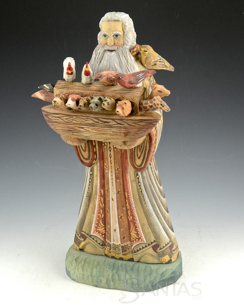Russian Santa and The Ark Filled with Animals Peeking Out 12 inches