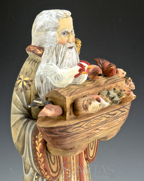 Russian Santa and The Ark Filled with Animals Peeking Out 12 inches