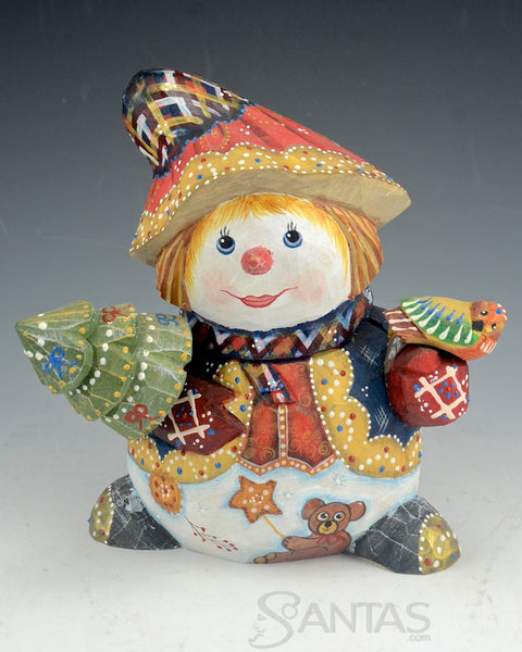 Snowladies - solid wood Russian carvings - 2 pieces