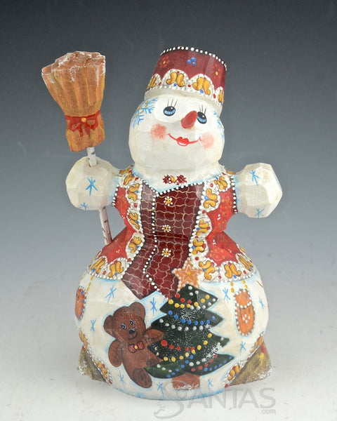 Snowladies - solid wood Russian carvings - 2 pieces