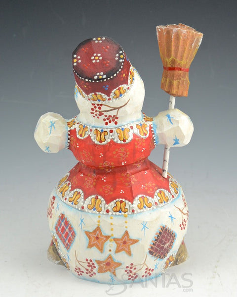 Snowladies - solid wood Russian carvings - 2 pieces