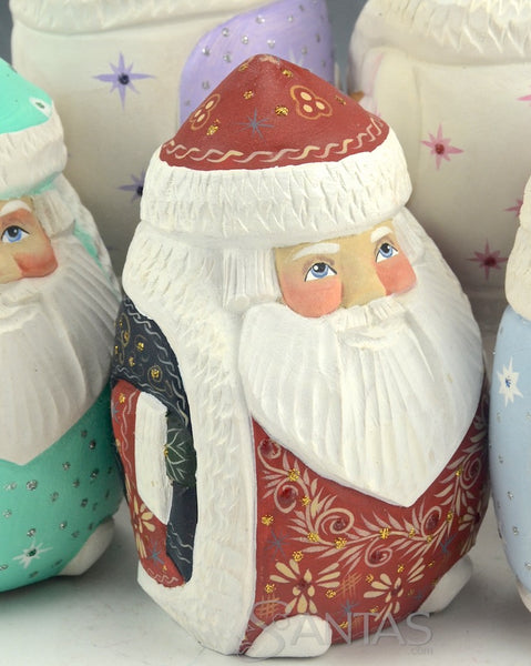 Santa and His Roly-Poly Jolly Pastel Crew - solid wood set of 5 pieces