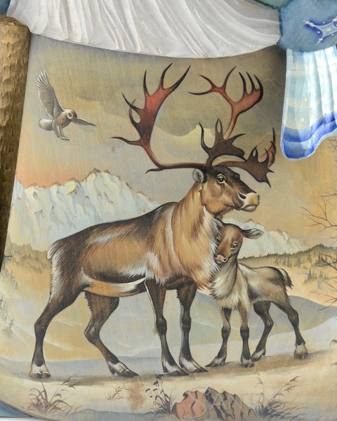 Northern Wilderness Russian Santa with Reindeer and Nature Scenes