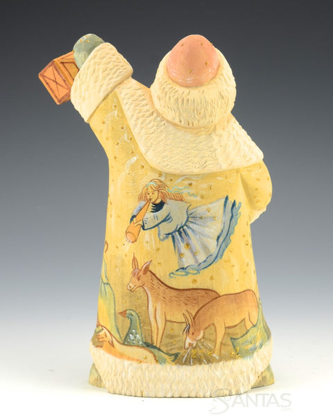 Natural Toned Russian Santa with Holy Family Nativity Scene