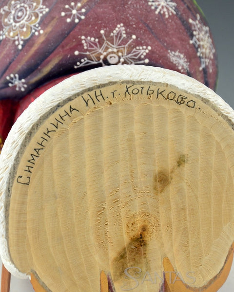 Red Floral Santa with Large Decorative Toy Bag