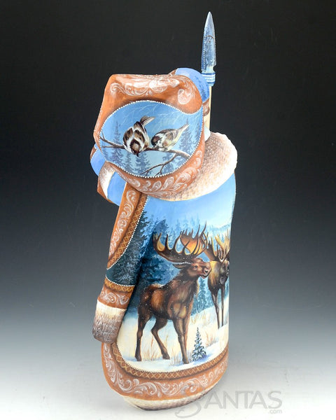 Scenic Russian Santa With Brown Bears, Moose and Owl 14 inch