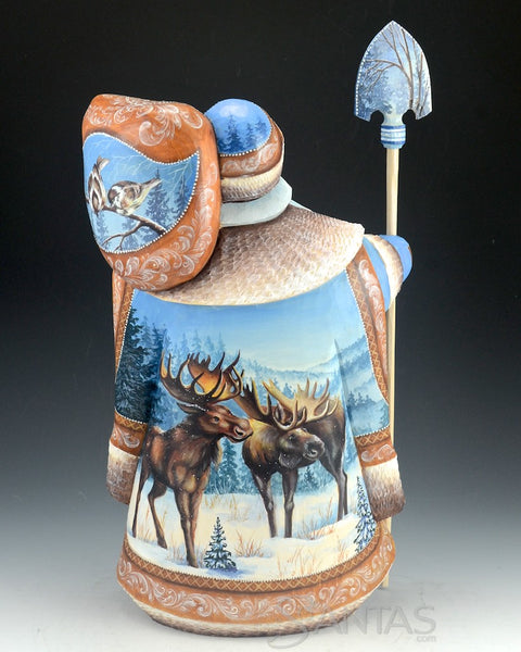 Scenic Russian Santa With Brown Bears, Moose and Owl 14 inch