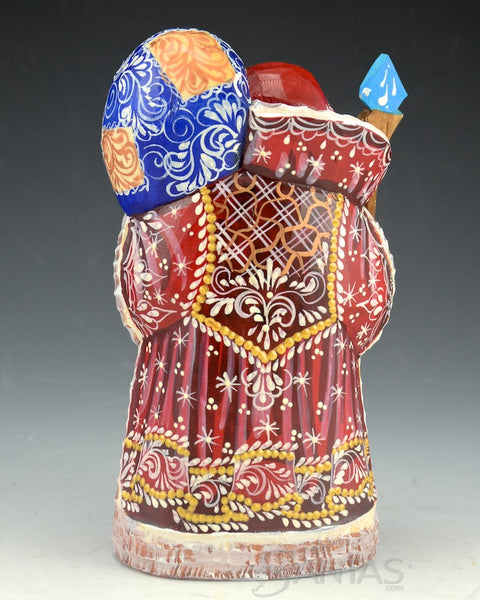 Scenic 6 inch Russian Santa with Winter Scene and Patched Toy Bag