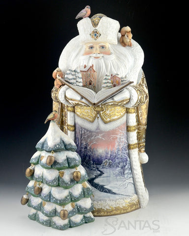 Russian Storybook Santa Carving with Animals and Wilderness scene 18 inch