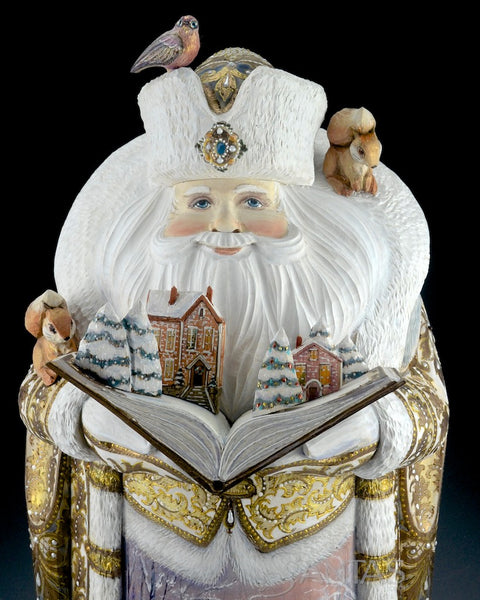 Russian Storybook Santa Carving with Animals and Wilderness scene 18 inch